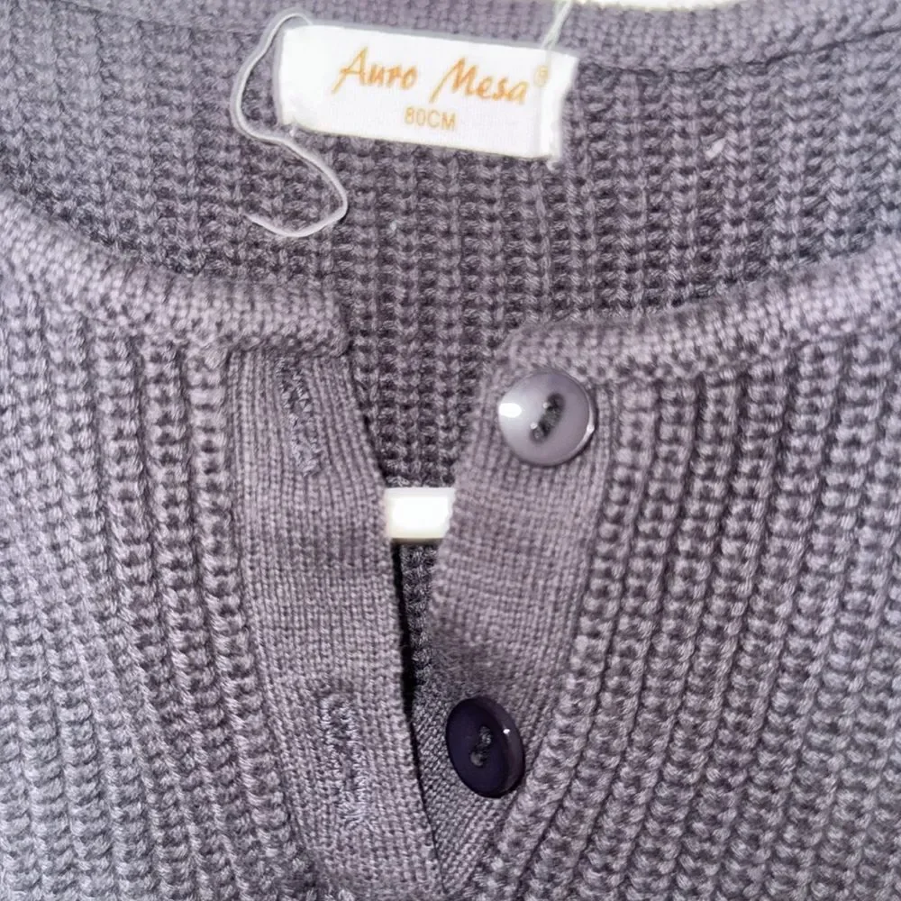 Newborn Baby Boy Knit Overall Sweater Sleeveless Tank Jumpsuit EUC 80 cm